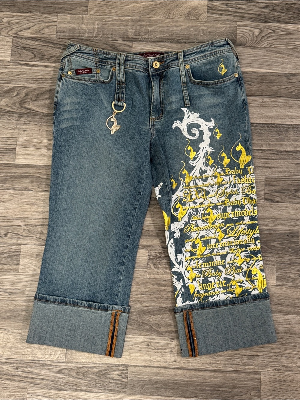 Baby Phat Y2K style cuffed capris sz 13, as is